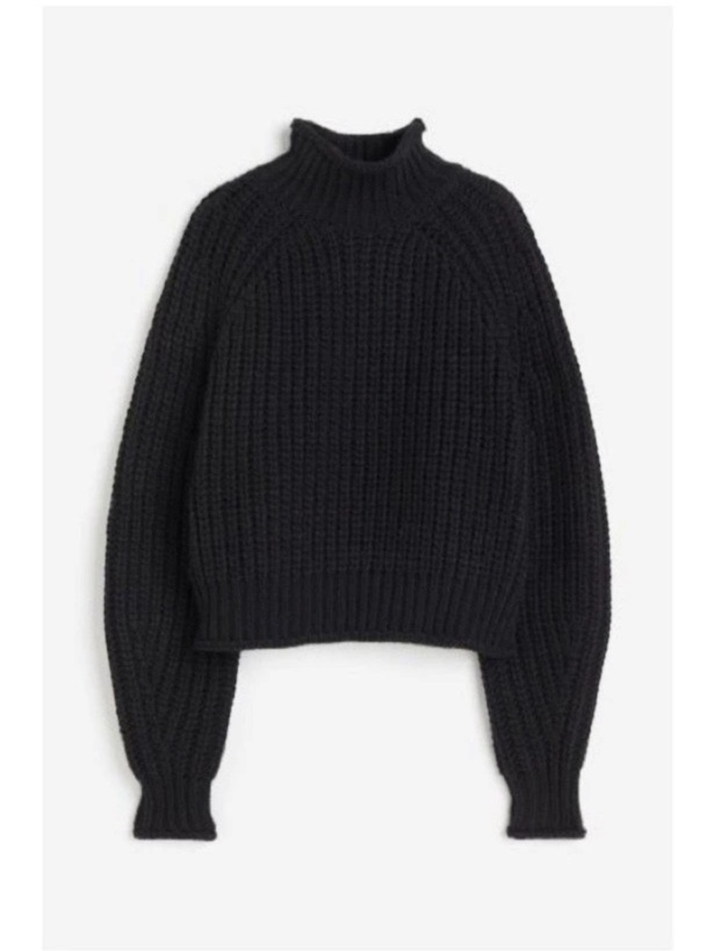 H&M Black Roll-neck Chucky Cable Knit Sweater Size Medium